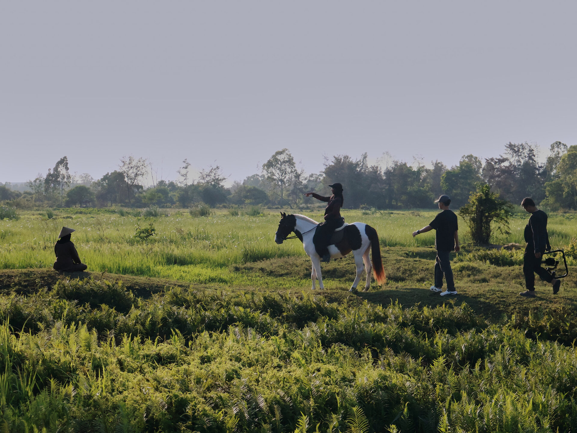 A CINEFY exterior shoot on a field near Da Nang, raw footage waiting for the video editing room.