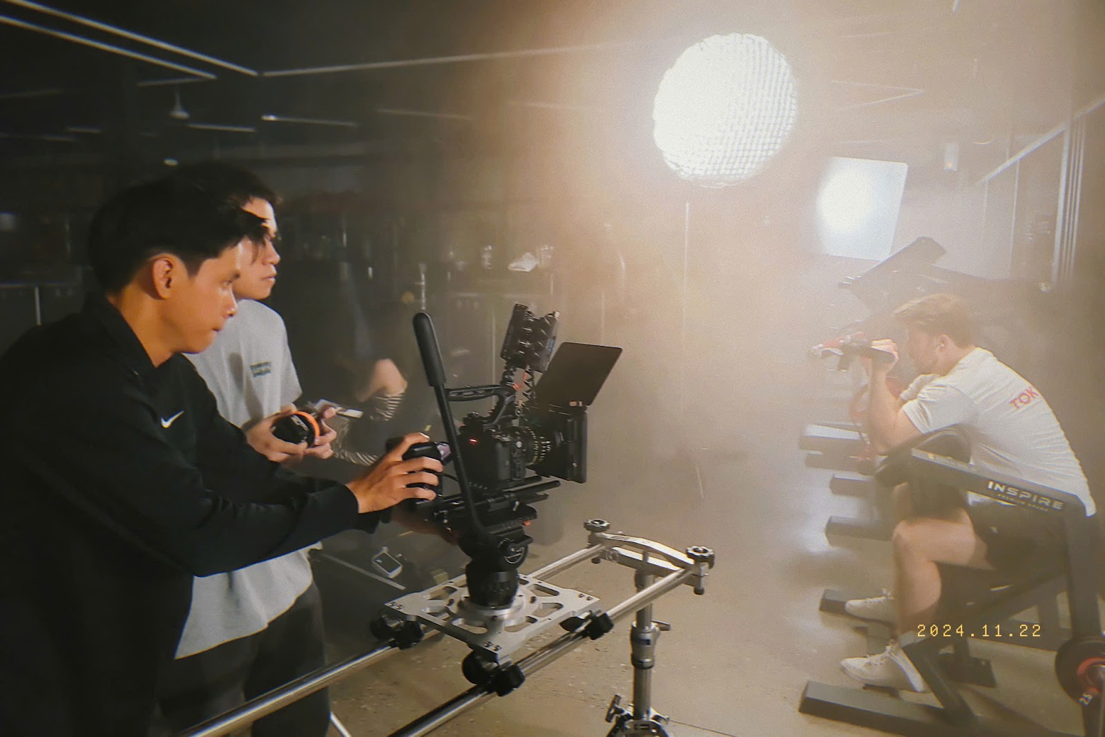 Corporate video production process Da Nang, director at the monitor