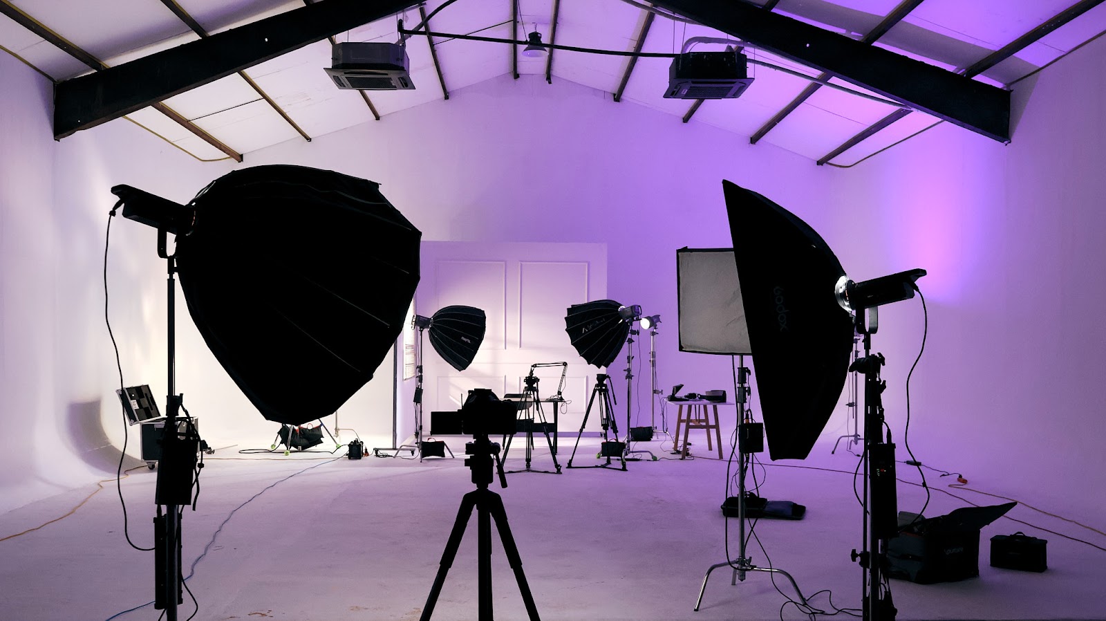 Multi-camera podcast studio with cinema cameras and lighting in Da Nang