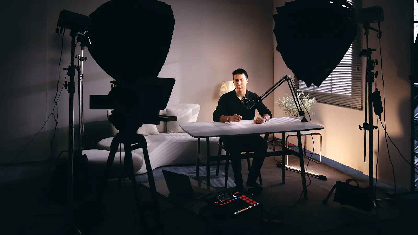 Professional talking head video setup at CINEFY studio in Da Nang