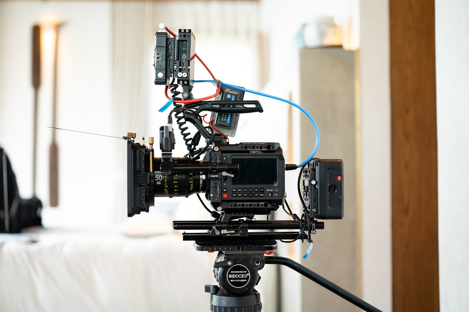 Cinema camera rig set up on location for a video production in Da Nang.