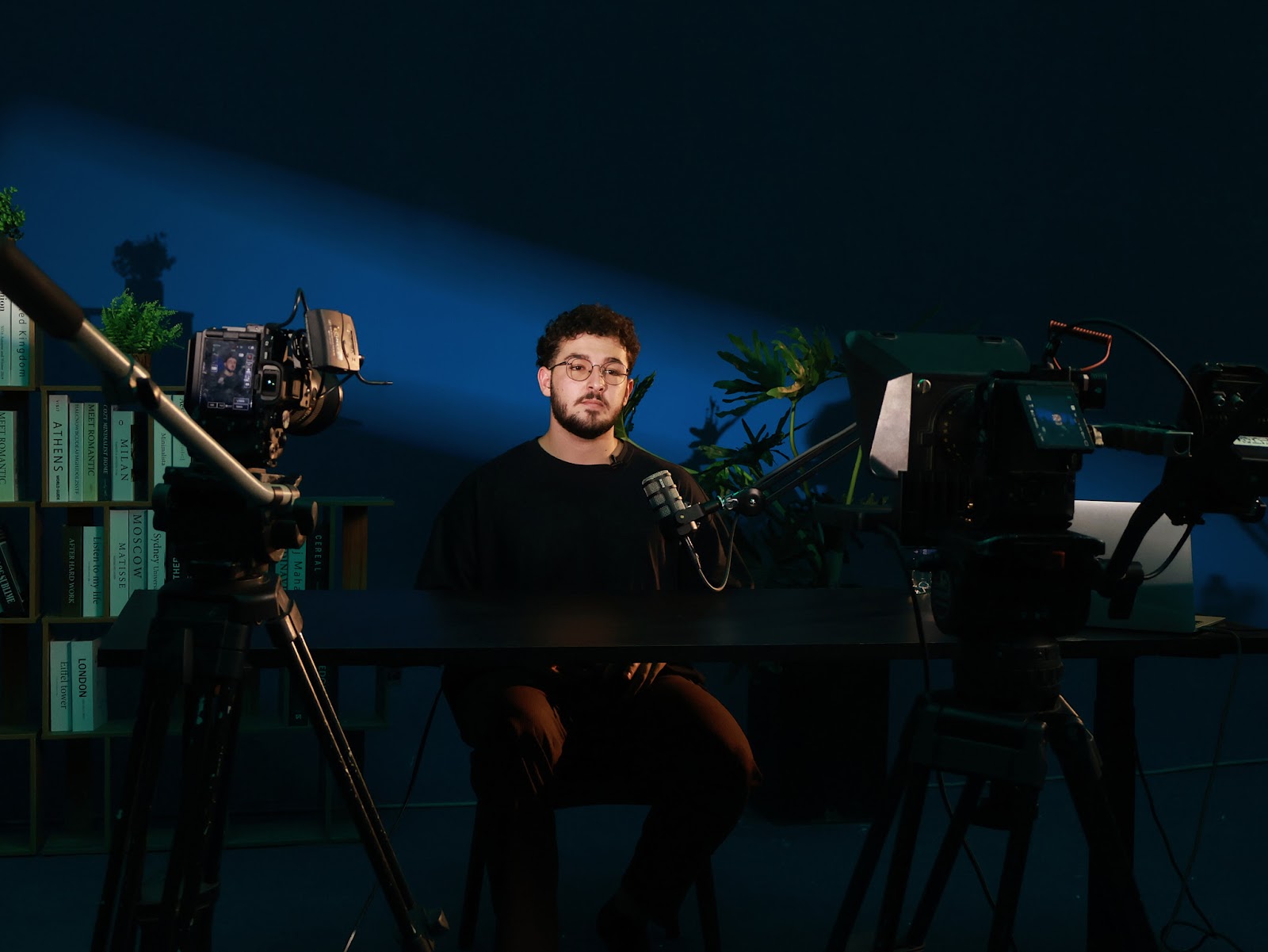 Podcast recording at the CINEFY studio in Da Nang with two cinema cameras on separate angles
