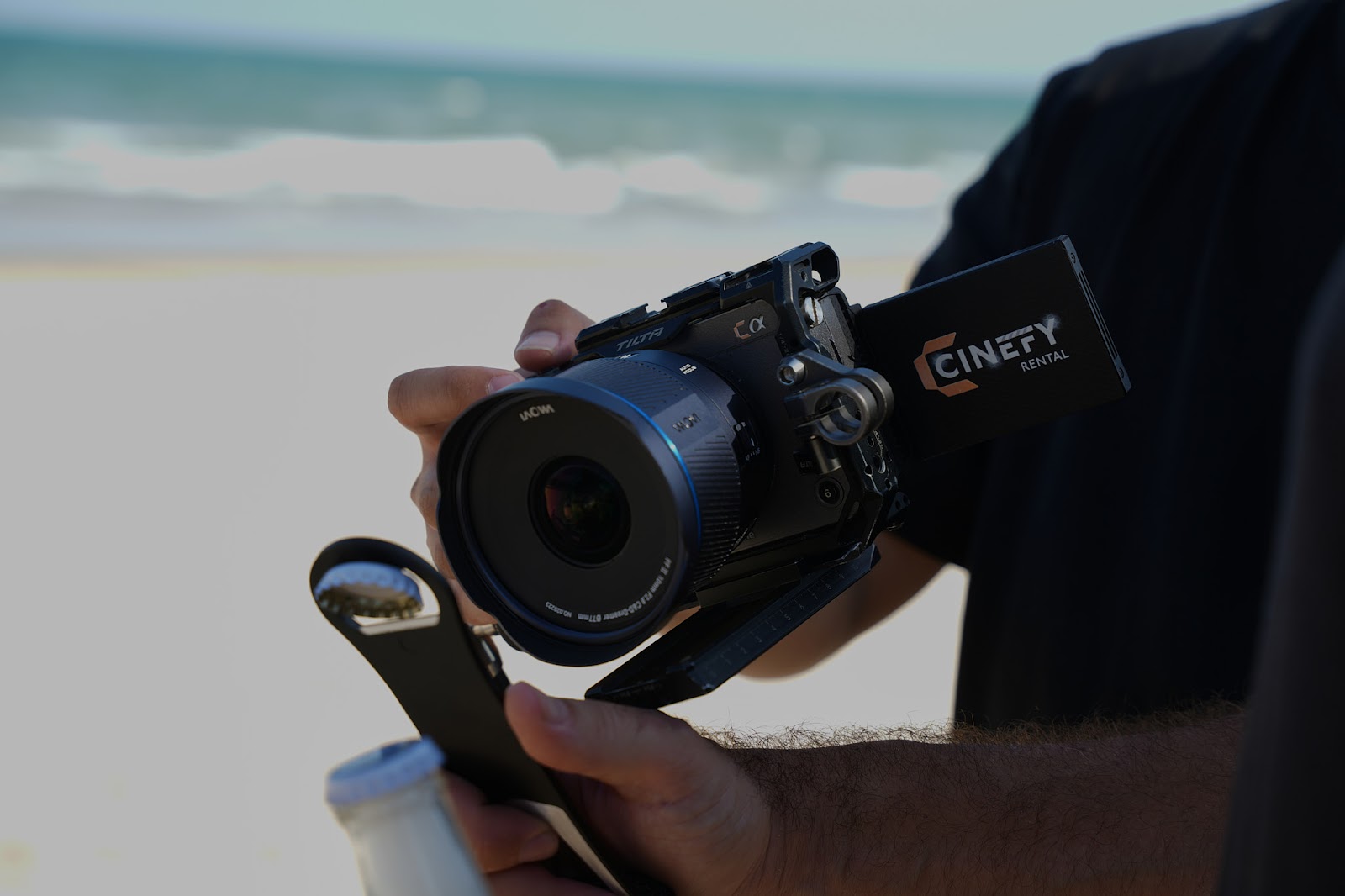 A CINEFY Rental camera body on location near the beach in Da Nang